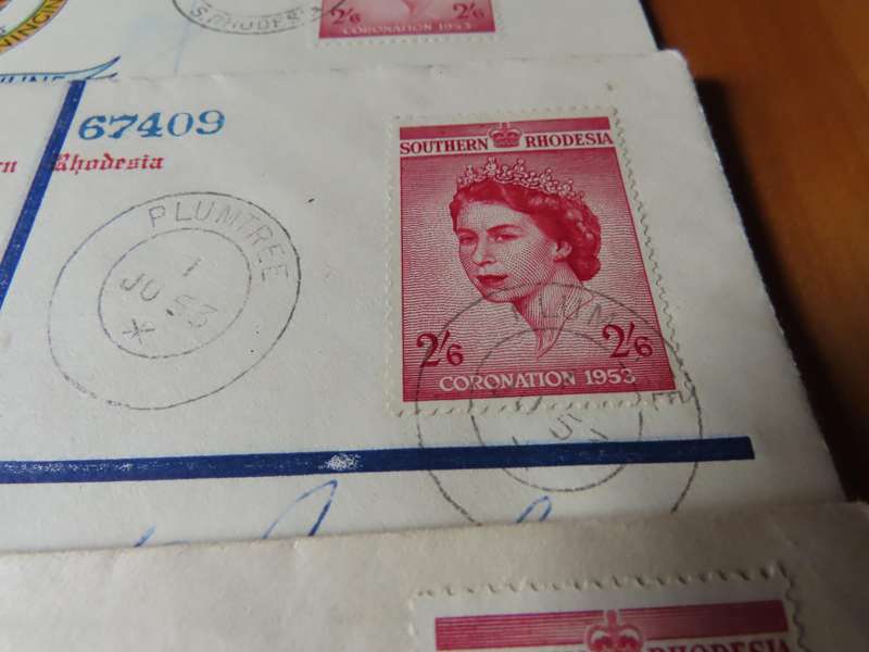 Stamps - Southern Rhodesia - 1953 1 June 6 F.D.C. Covers Coronation
