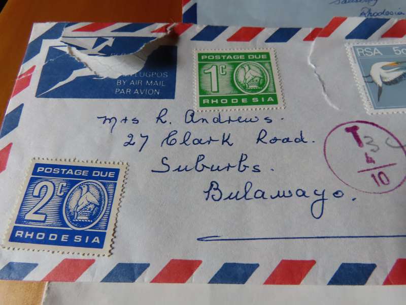 Stamps - Rhodesia - 4 Envelopes with Postage Due Stamps- 1c, 2c, 5c