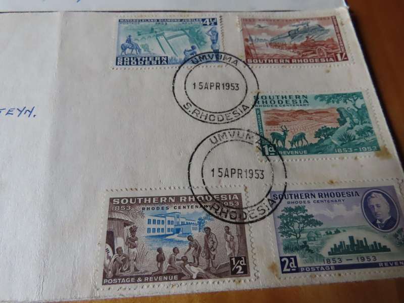 Stamps - Southern Rhodesia - 5 FDC Rhodes Centenary 15 April 1953
