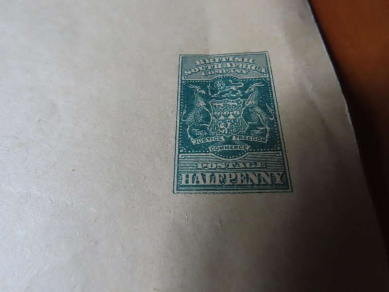 Stamps - British South Africa Company - Wrapper and Envelope with Postage 1/2d and 2 1/2d