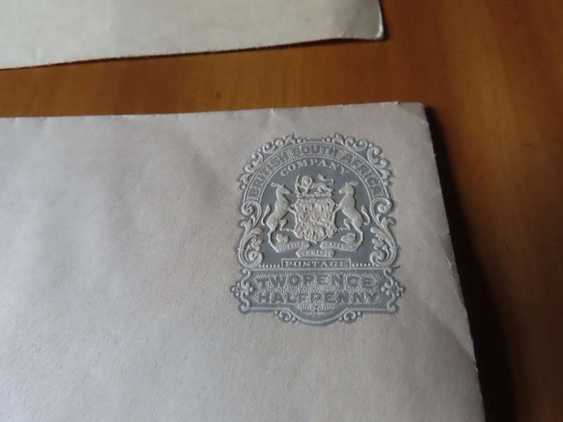 Stamps - British South Africa Company - Wrapper and Envelope with Postage 1/2d and 2 1/2d