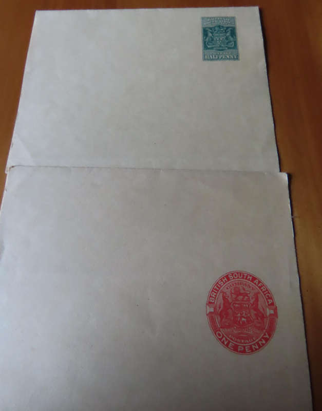 Stamps - British South Africa Company - 2 Wrappers with Postage 1/2d and 1d