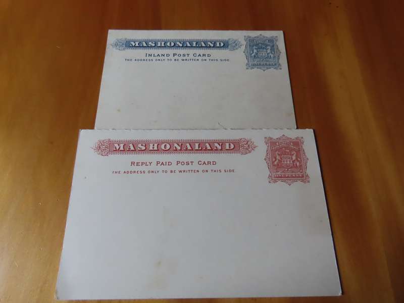 Stamps - Mashonaland - British South Africa Company - 2 Postcards 1 Reply Paid 1d each