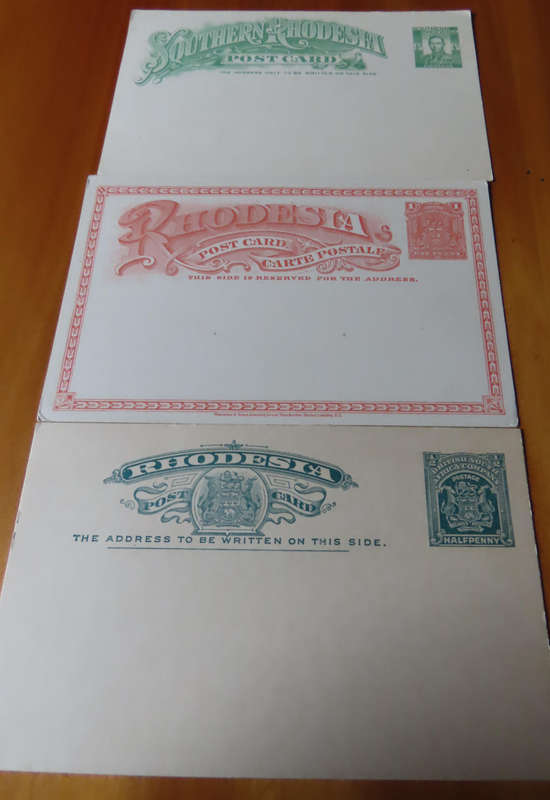 Stamps - Rhodesia- British South Africa Company - 3 Postcards 1d and 2 x 1/2d