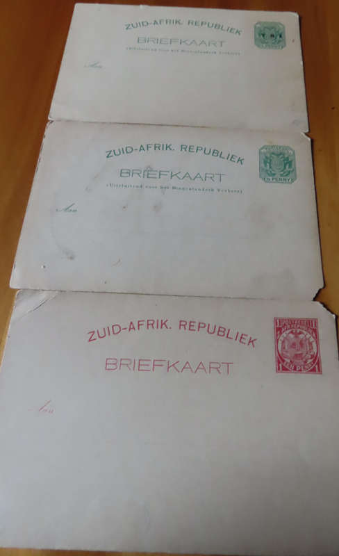 Stamps - Zuid-Afrik. Republiek 3 Postcards  1d and 2 x 1/2d - Unused