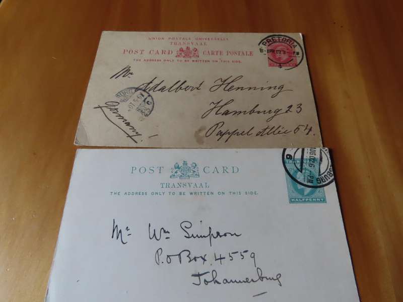 Stamps -Transvaal - 2 Used Postcards