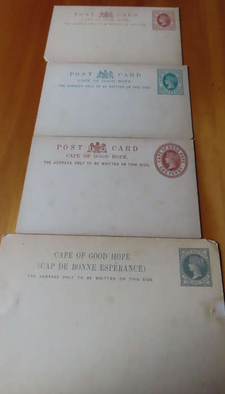 Stamps - Cape of Good Hope - 4 Unused Postcards with2 x 1/2d,1 x 1d and 1 x 1 1/2d Stamps