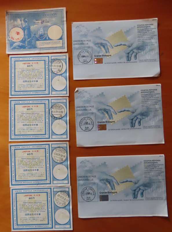 Union Postale Universalle - 8 Coupons Britain, Japan and Australia