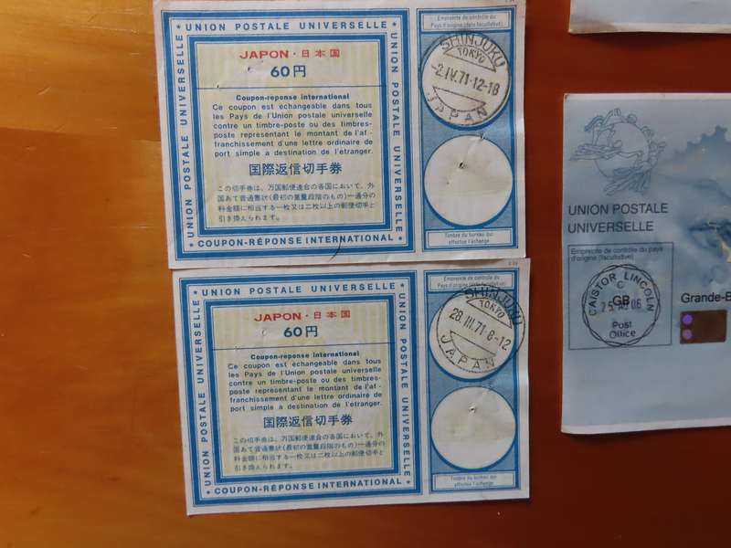 Union Postale Universalle - 8 Coupons Britain, Japan and Australia