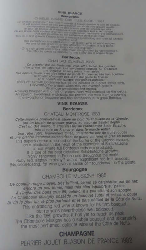Grace Jones - Autographed Air France Concorde Menu 19 December 1989