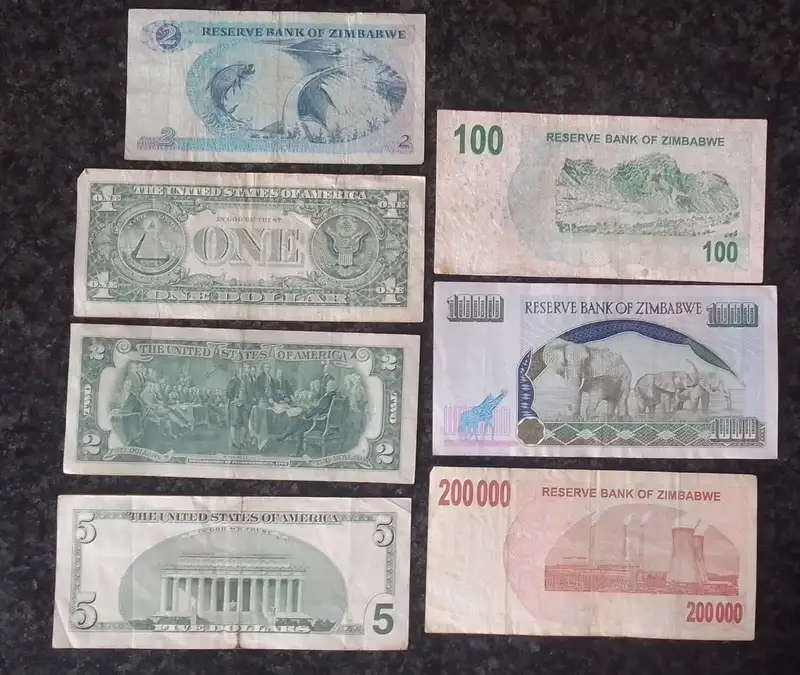 7x Mixed Dollar notes - Zimbabwe & USA