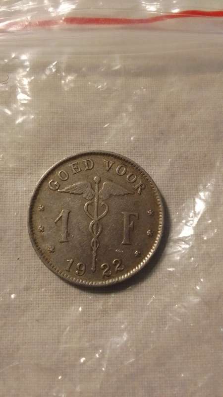 1922 Belgie 1 frank coin