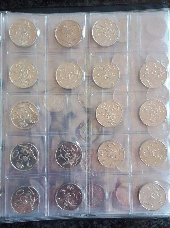 Various Old South african Coins in a File
