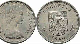 1964 Rhodesia coins - 12x 10 cent & 4x 20 cent coins in plastic sleave