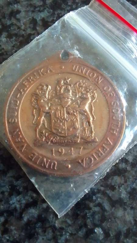 1947 Royal Visit of King George VI and Queen Elizabeth Bronze medallion