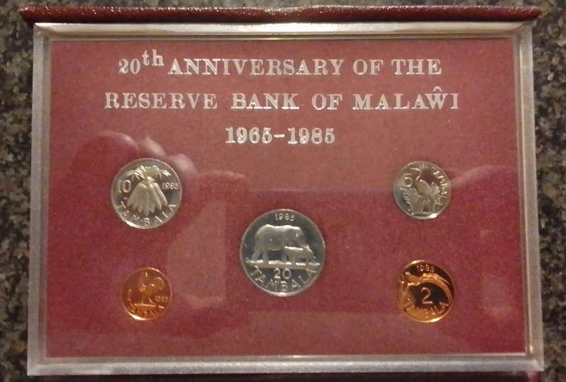 20th Anniversary of the Malawi Reserve Bank 1965 - 1985 Proof Coin Set