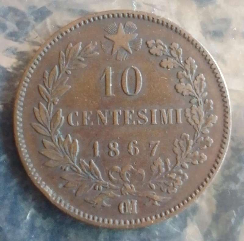 1867 Italia 10 Centesimi Coin