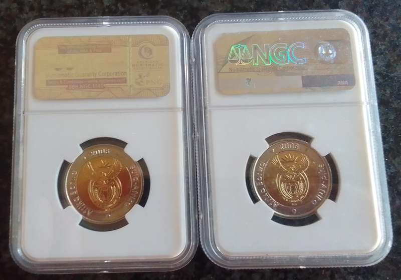 2008 Mandela 90th Birthday Coins Graded MS66 & MS67
