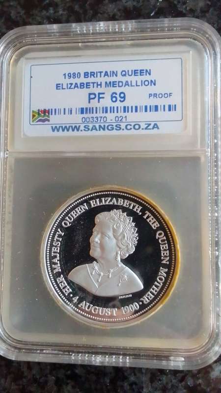 PF69 Graded - 1980 Britain Queen Elizabeth 80th birthday Silver medallion