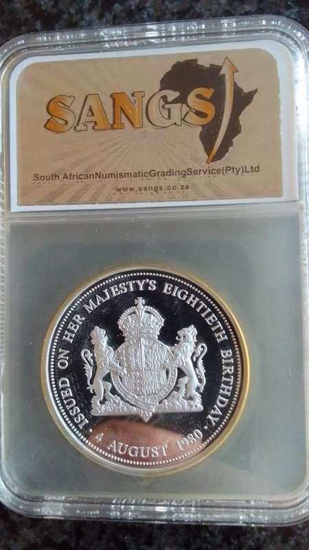 PF69 Graded - 1980 Britain Queen Elizabeth 80th birthday Silver medallion