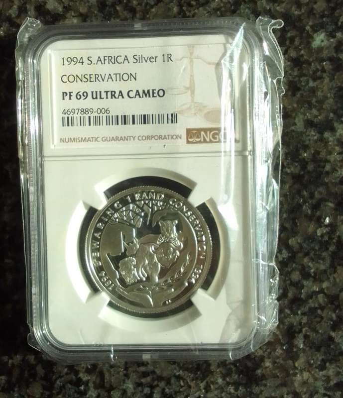 Very High Graded PF69 1994 South Africa SILVER Conservation R1 Protea Series Coin