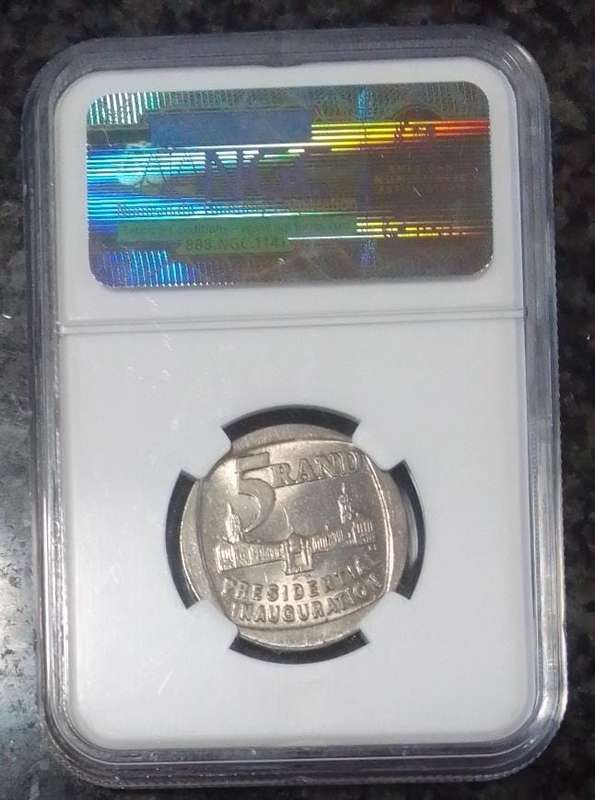 1994 South African R5 Presidential Inauguration AU58 Grading