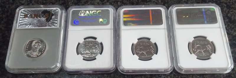 2000 South African R5 Mandela Coins. 4x Graded in sequence Coins MS61+ MS62+ MS63+ MS64