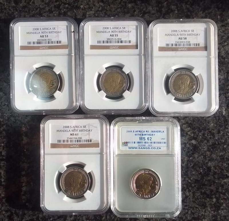 2008 South African Mandela 90th Birthday R5 coin Set