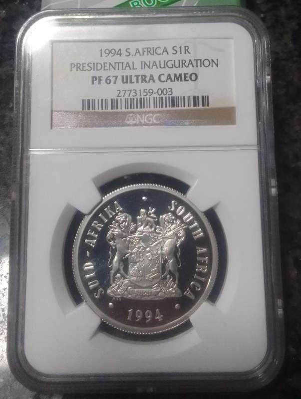 PF67 Ultra Cameo Graded - 1994 South African R5 Presidential Inauguration