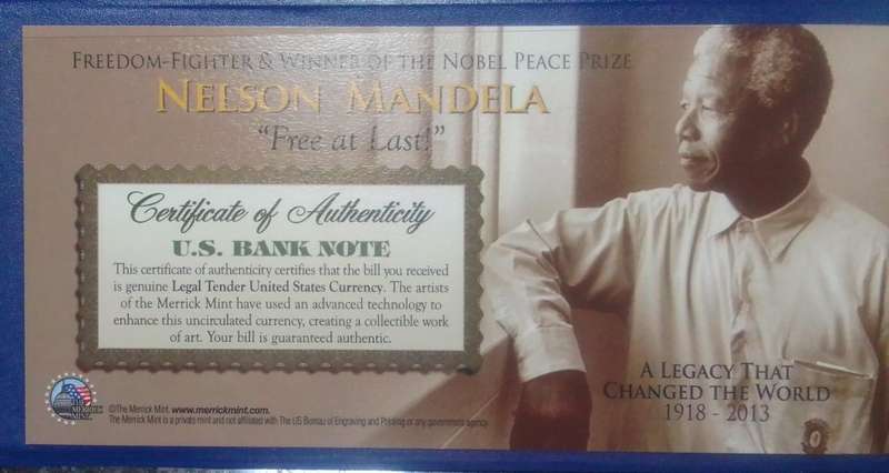 2009 USA 2 Dollar Mandela Coloured bill
