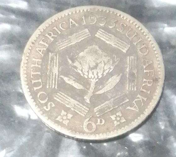 1933 South Africa Sixpence Coin