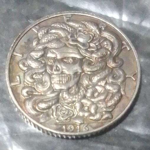 Very Unique Coin Art - 1916 USA 1 Dime
