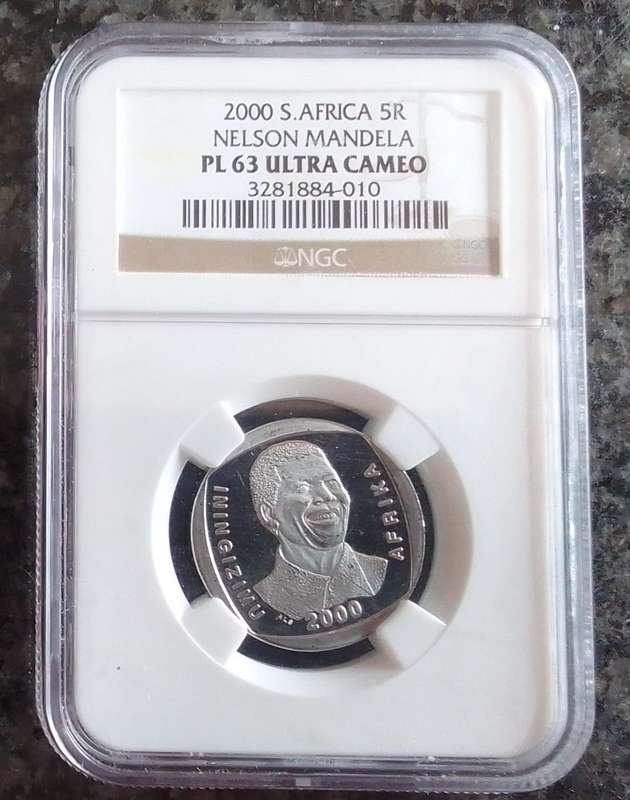 2000 South Africa Nelson Mandela R5 Coin Graded PL63 Ultra Cameo