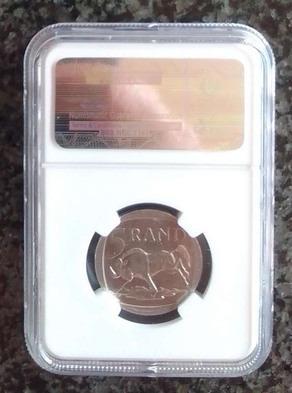 2000 South Africa Nelson Mandela R5 Coin Graded AU58