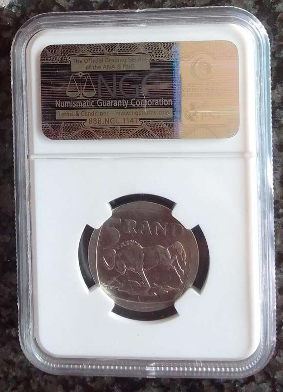 2000 South Africa Nelson Mandela R5 Coin Graded AU50