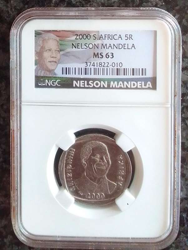 2000 South Africa Nelson Mandela R5 Coin Graded MS63