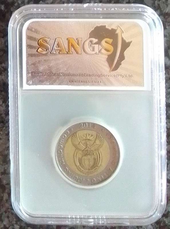2014 South Africa 20 Years of Freedom R5 Coin - Graded XF45
