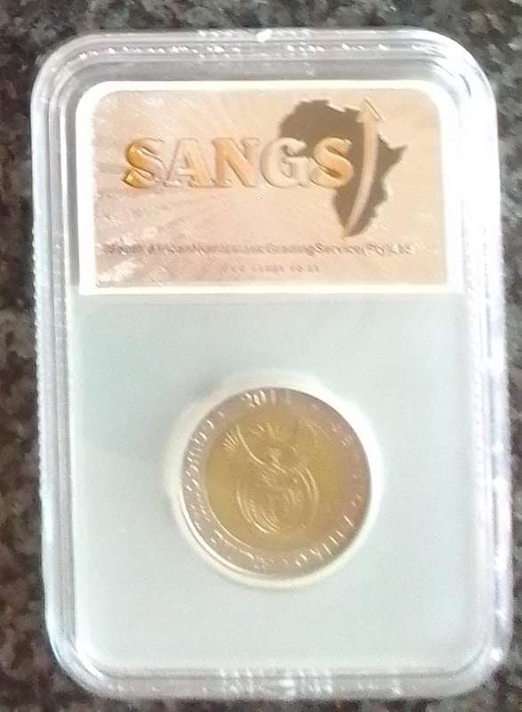 2014 South Africa 20 Years of Freedom R5 Coin - Graded AU53