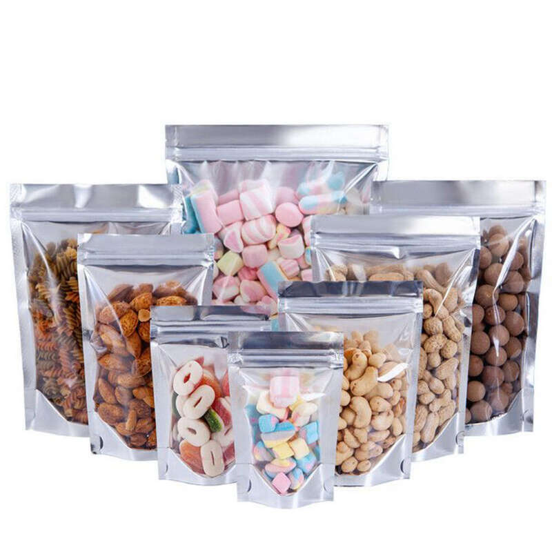 100pcs Mettalized Clear stand up pouch