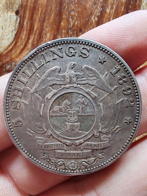 1892 ZAR 5 Shilling  Double Shaft Variant