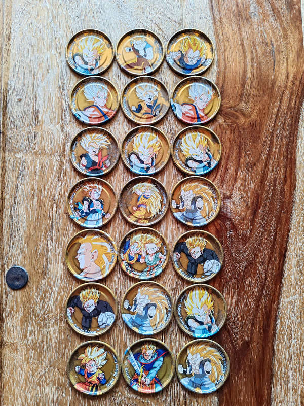 Set of 21 Gold Dragon Ball Z Tazos  Super Saiyan Collection