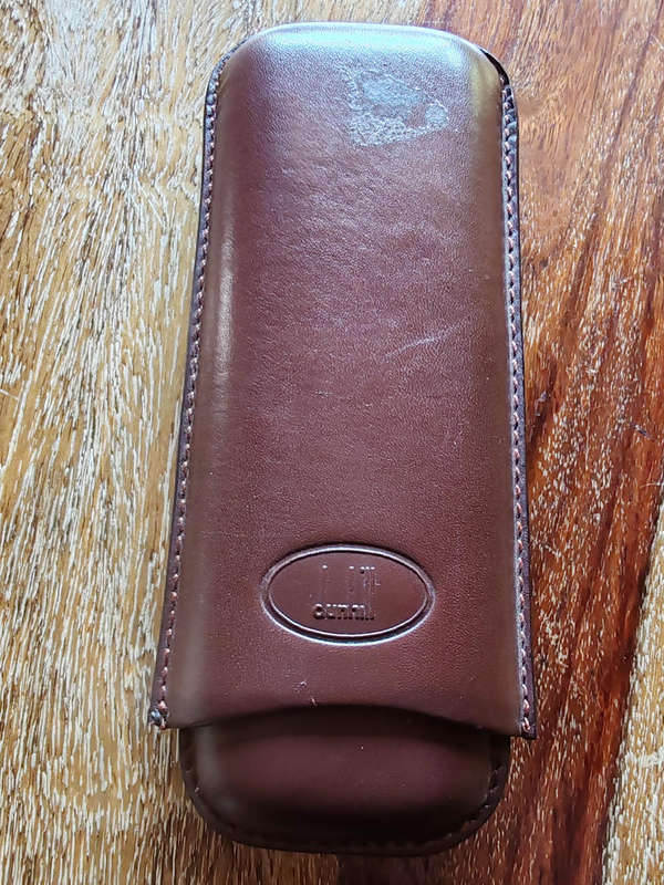Vintage Dunhill Cigar Case  Brown Leather  Made in Italy