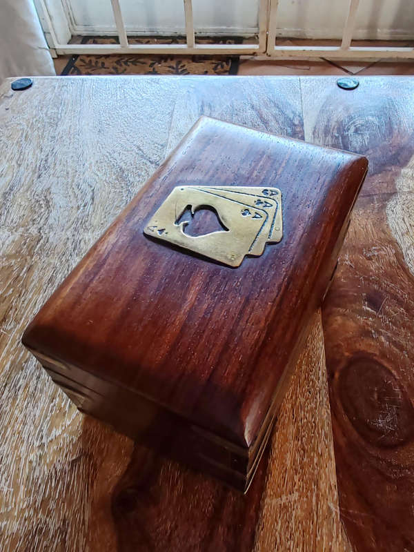 Vintage Wooden Playing Card Box