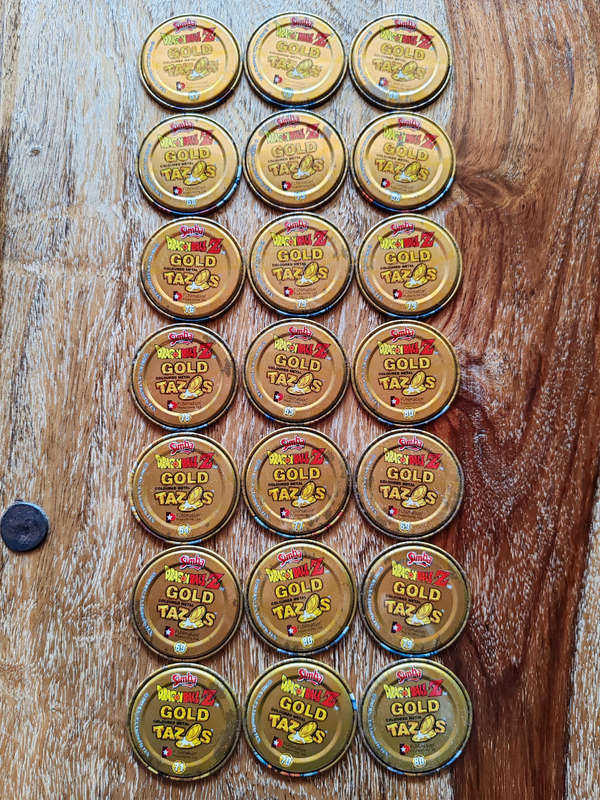 Set of 21 Gold Dragon Ball Z Tazos  Super Saiyan Collection