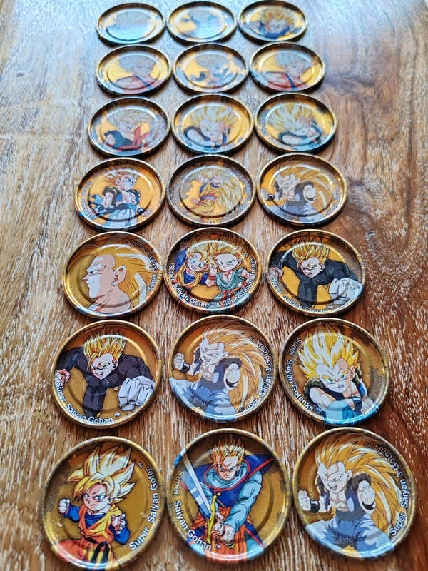 Set of 21 Gold Dragon Ball Z Tazos  Super Saiyan Collection