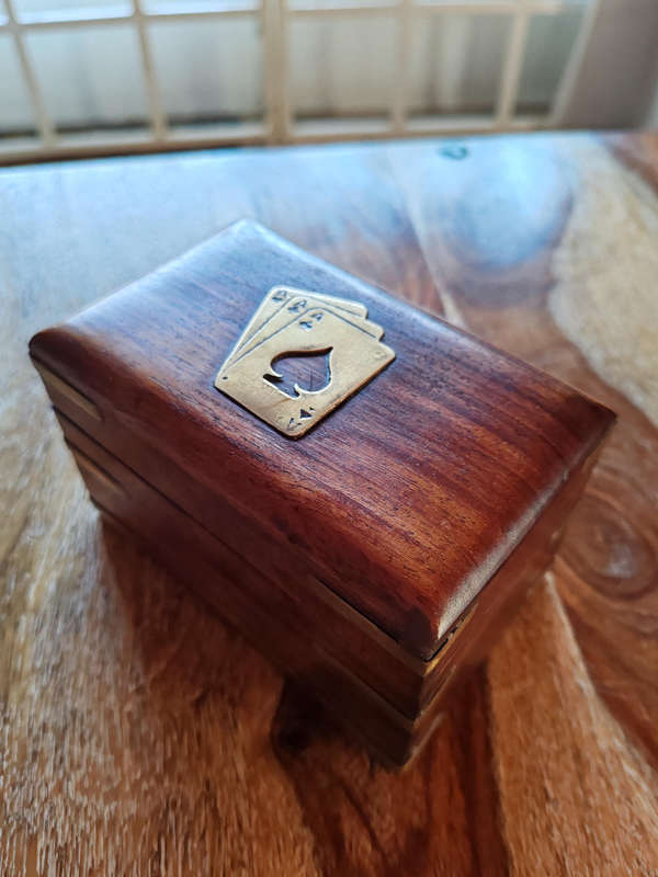 Vintage Wooden Playing Card Box