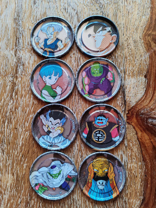 Set of 8 Silver Dragon Ball Z Tazos  Metallic Collectors Series