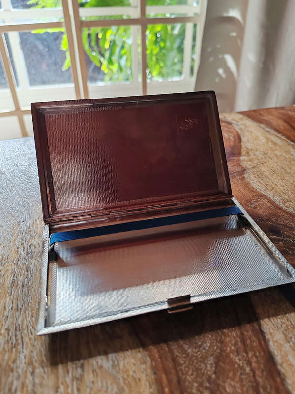 Exquisite Vintage Sterling Silver Cigarette Case  Unused Condition