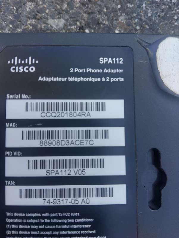 Cisco 2 Port Analog Telephone Adapter (SPA112 V05)