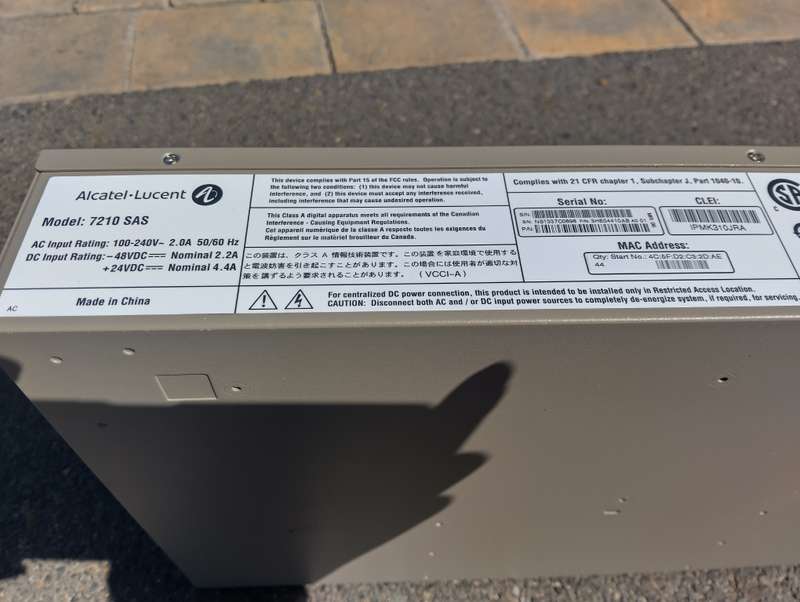 Alcatel Lucent 7210 SAS-E Service Access Switch  12SFP/12-TX